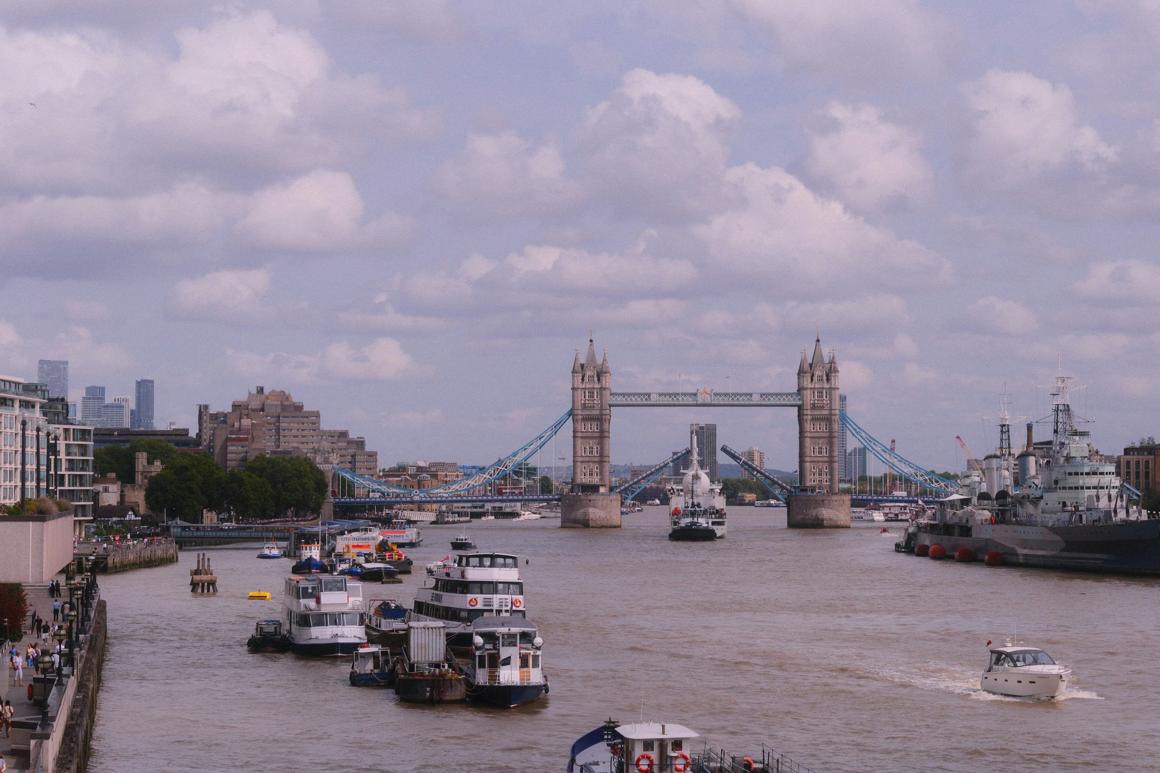A River Thames boat tour with London Bridge in the background