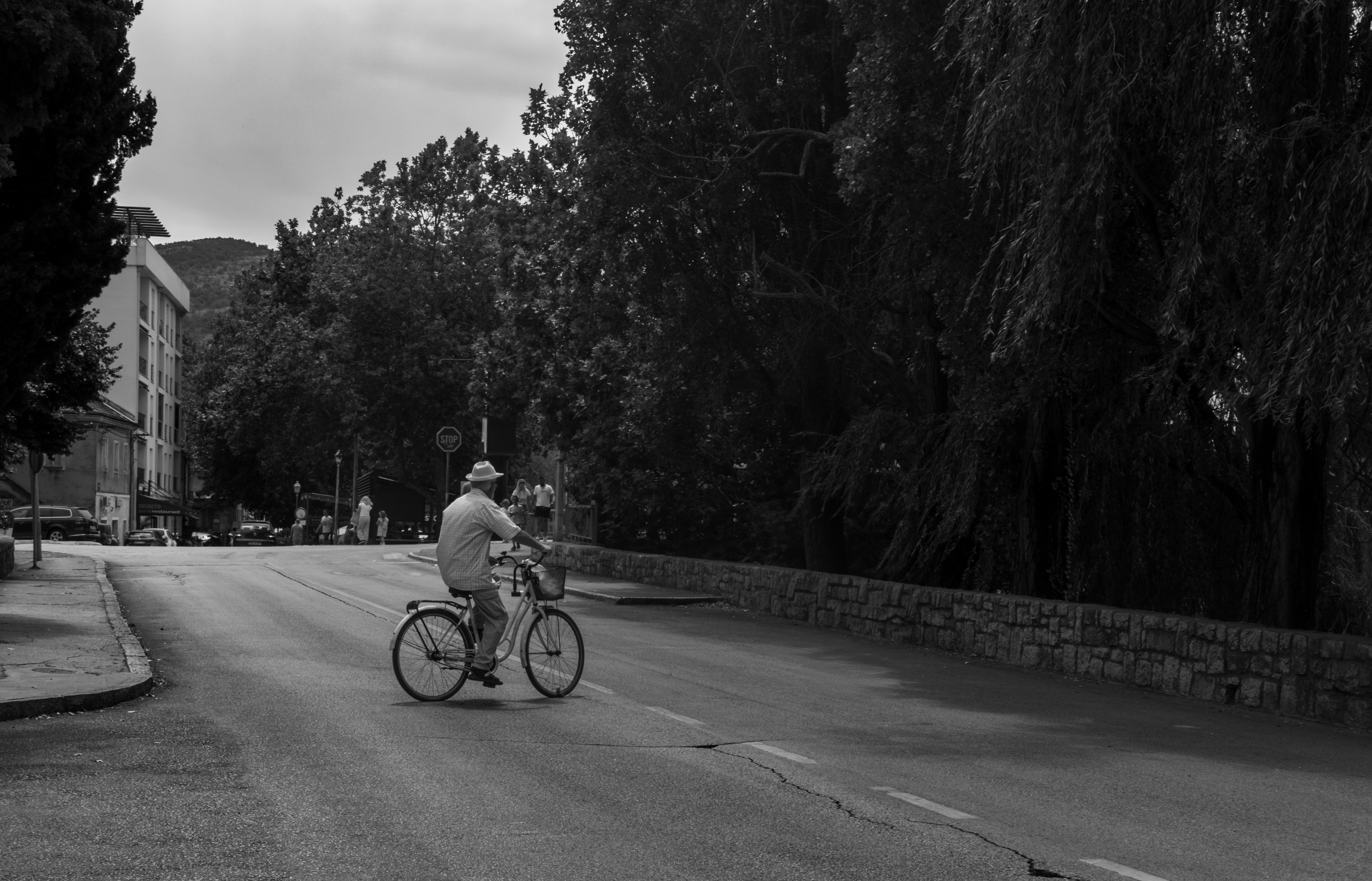 Person riding a bicycle on a street