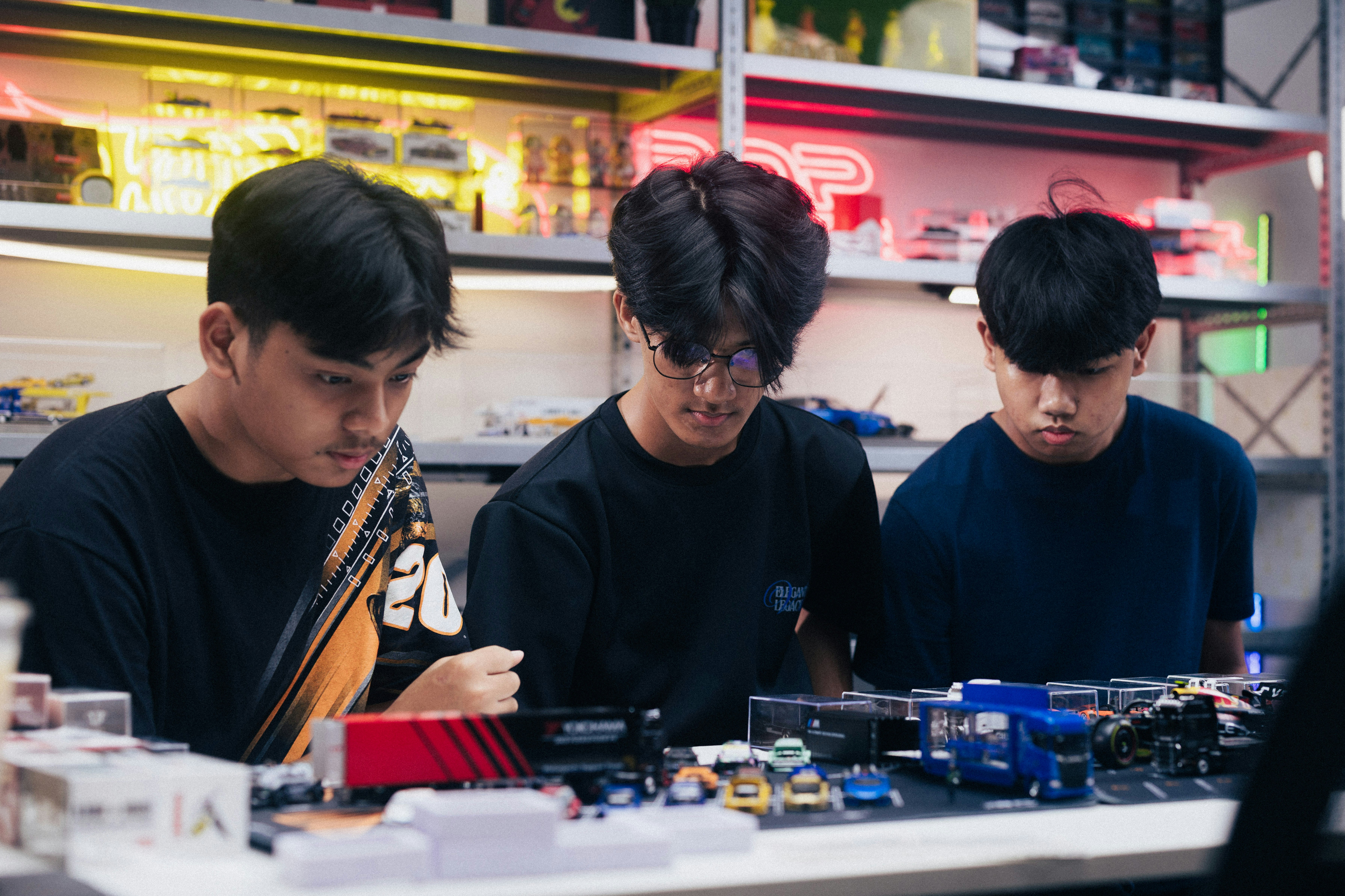 Students collaborating on robotics project