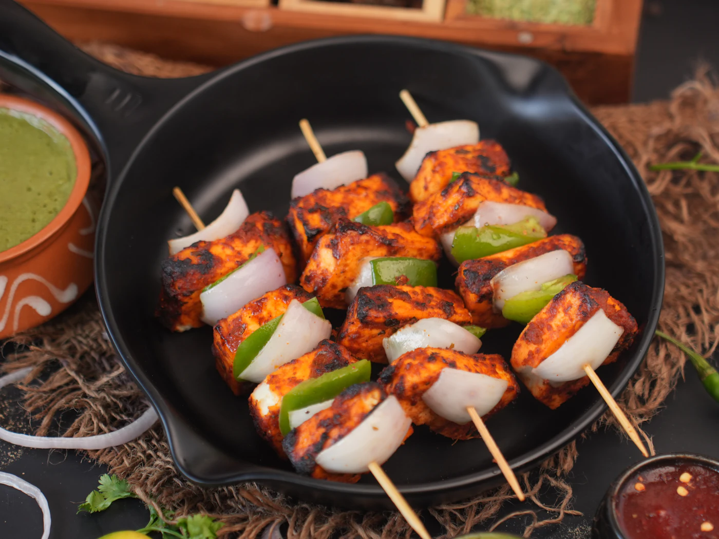Tandoori chicken tikka from the grill