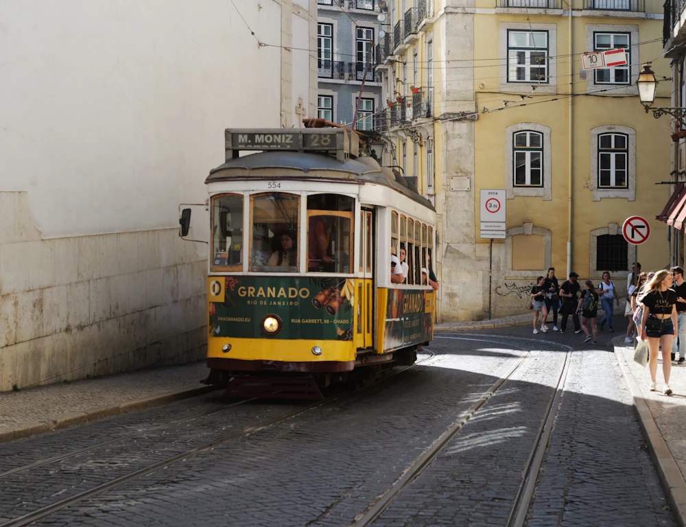 Yellow tram in Lisbon