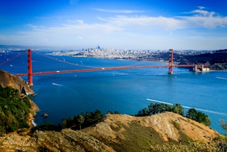 Golden gate bridge spanning across the bay