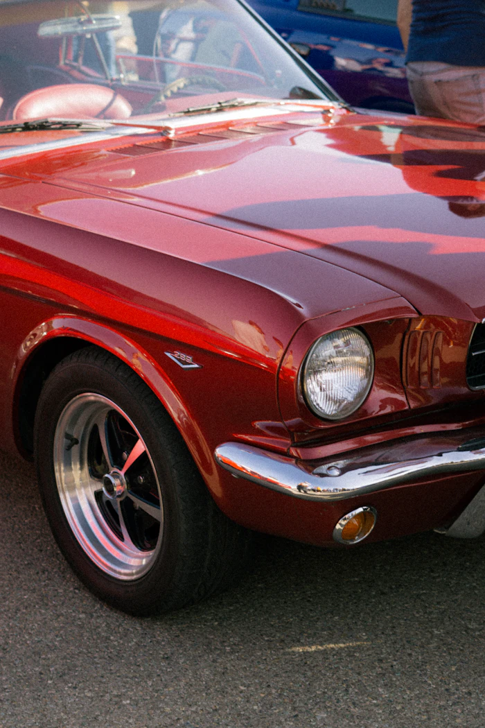 Polished vintage car paint finish