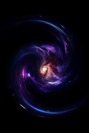 Swirling purple and gold nebula in dark space