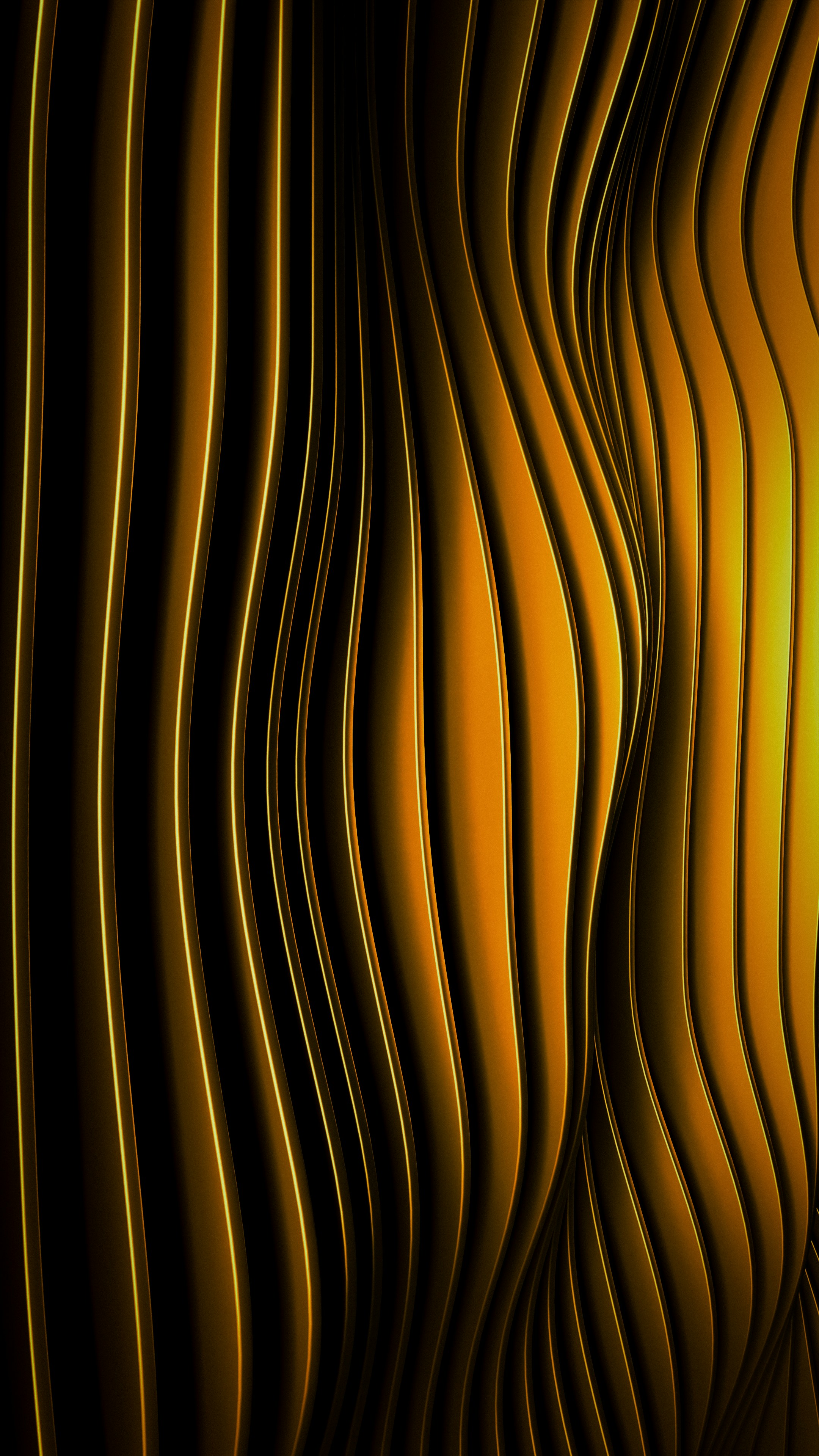 Abstract golden wavy lines with dark shadows