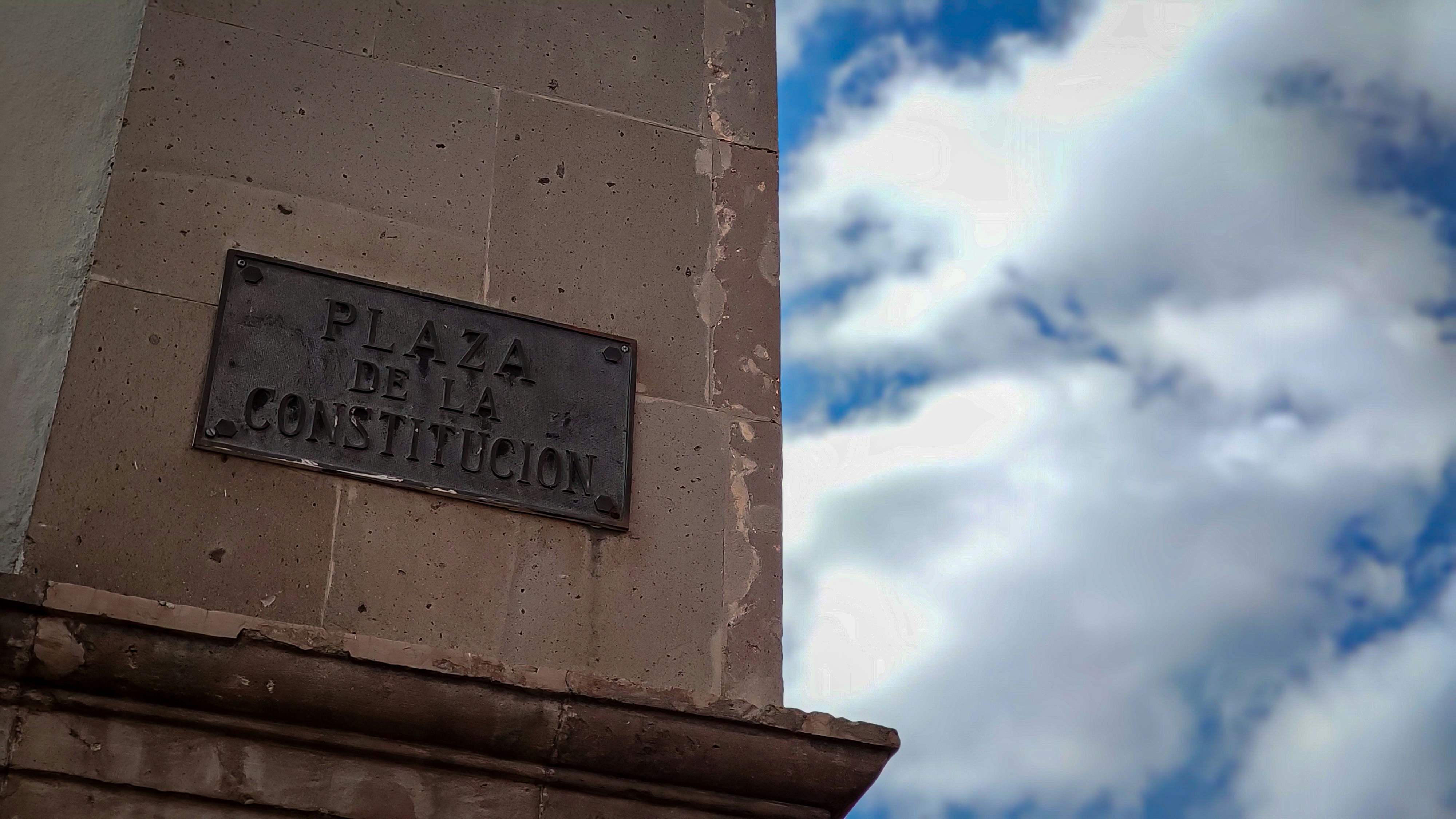 Plaque on building reads plaza de la constitucion
