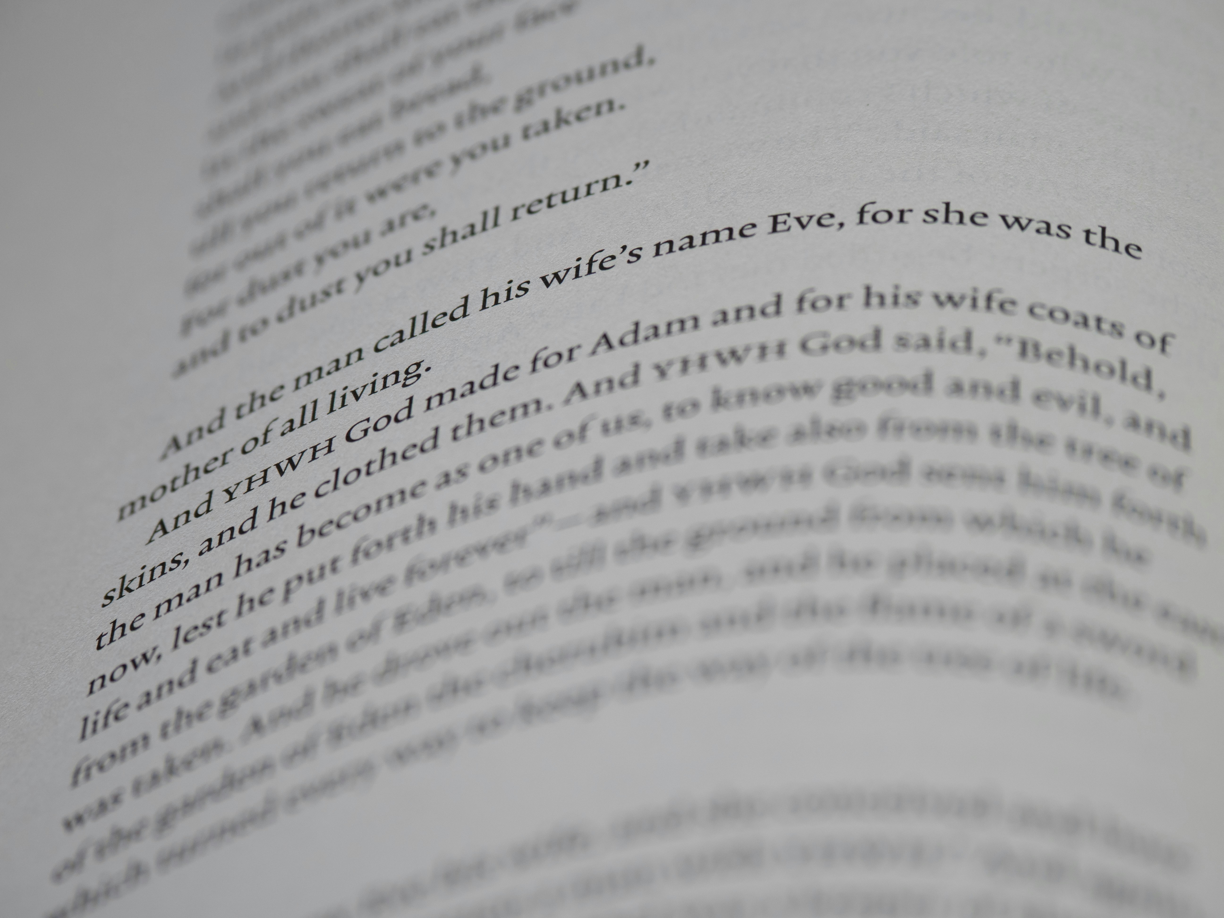 Close-up teks dari buku tentang penciptaan