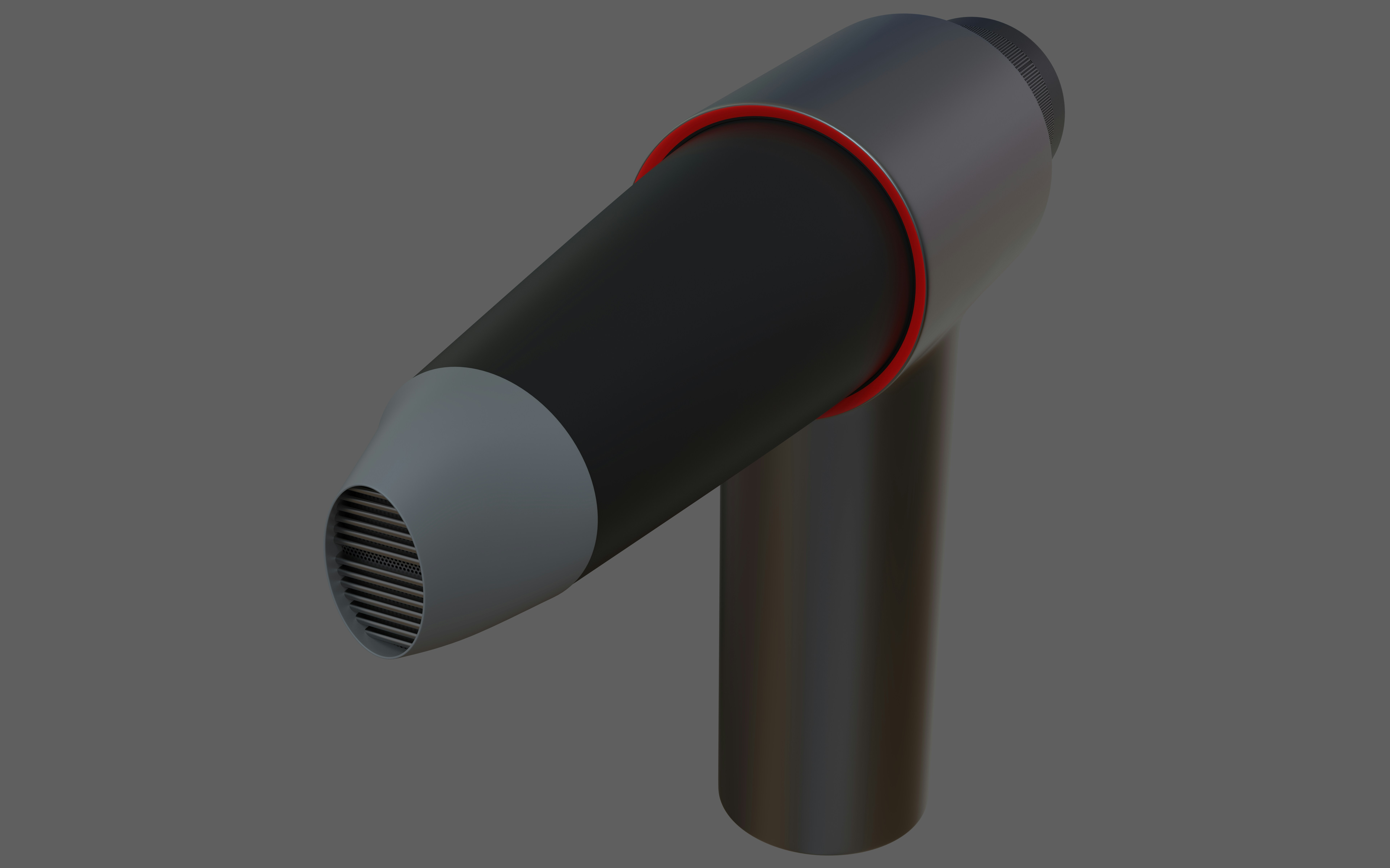 Modern hairdryer with black and gray design