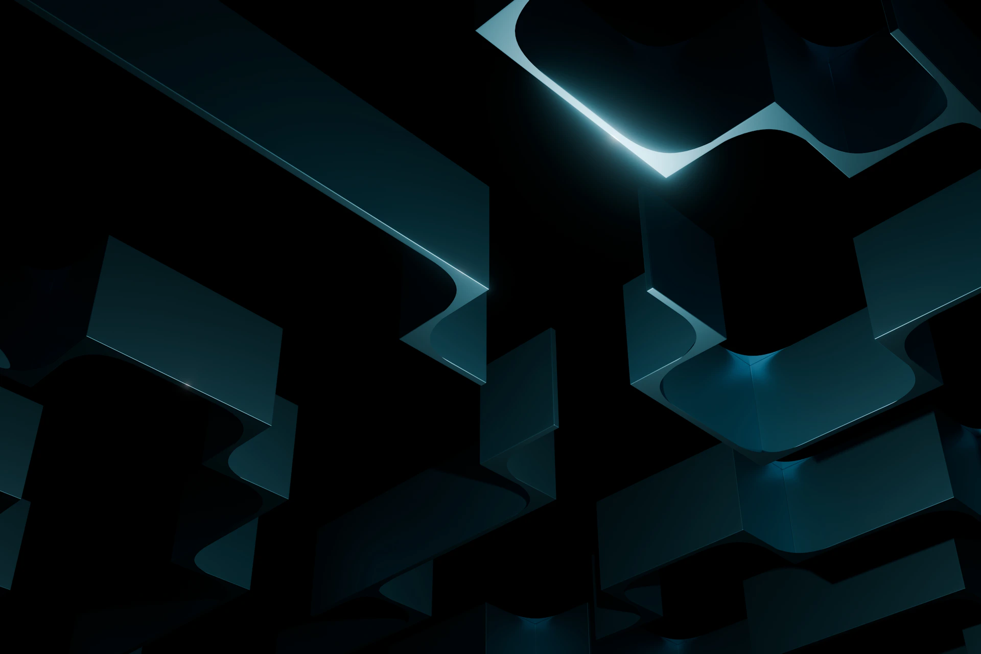 Abstract geometric shapes with blue lighting