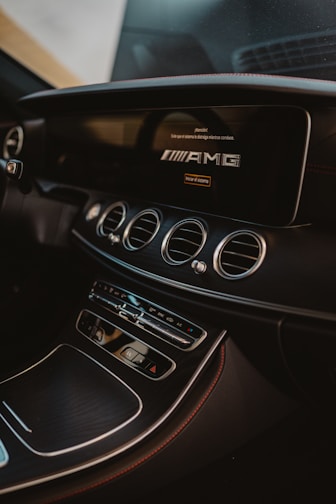 Close-up of a luxury car's modern dashboard