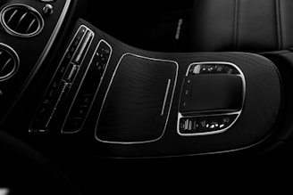 Modern car interior with central console controls