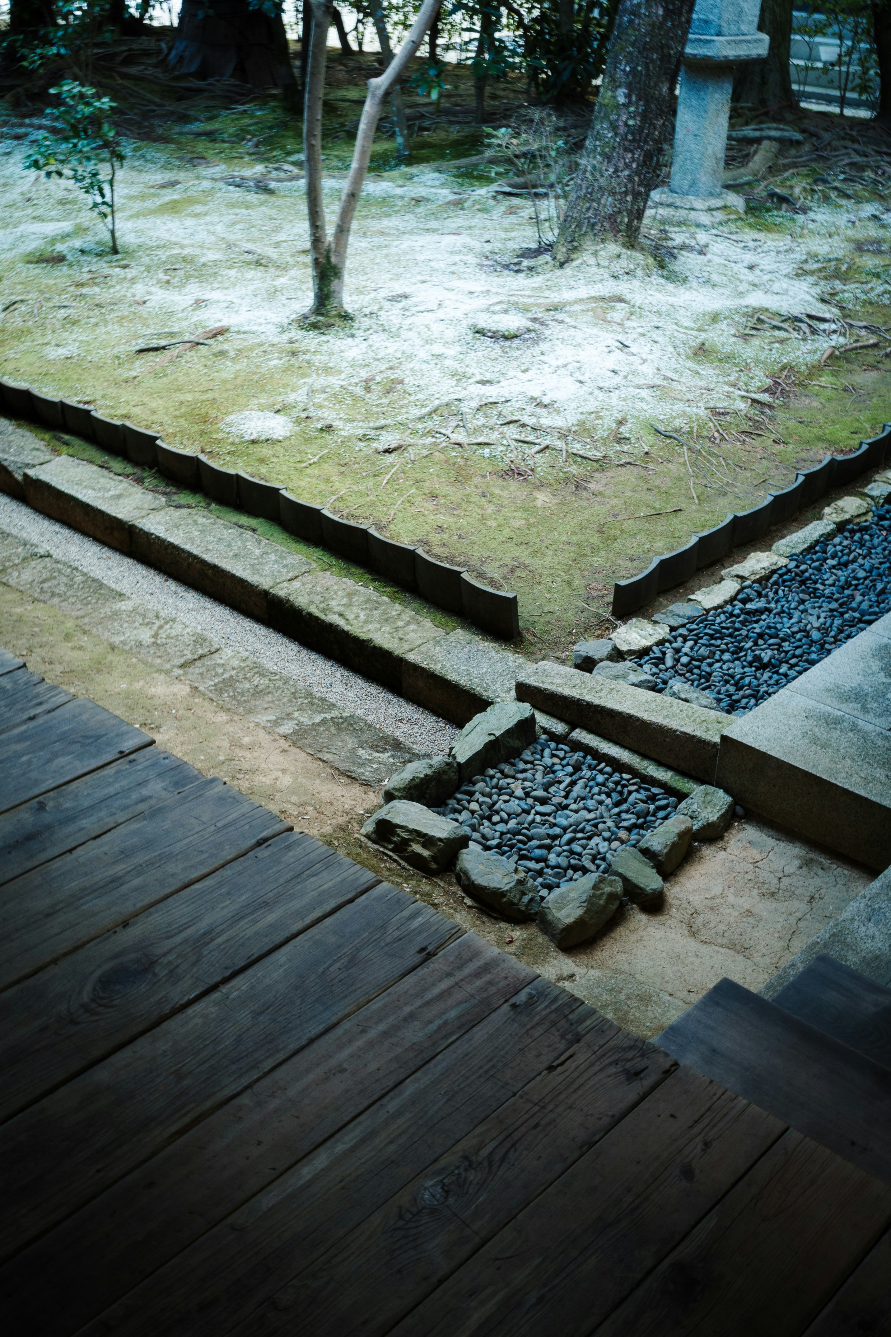 Zen garden with stone paths and wooden walkway photo – Free Forest ...