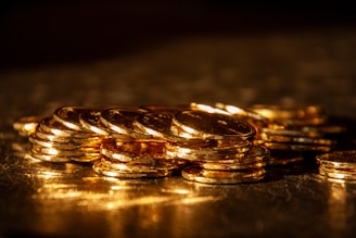 A pile of shiny gold coins