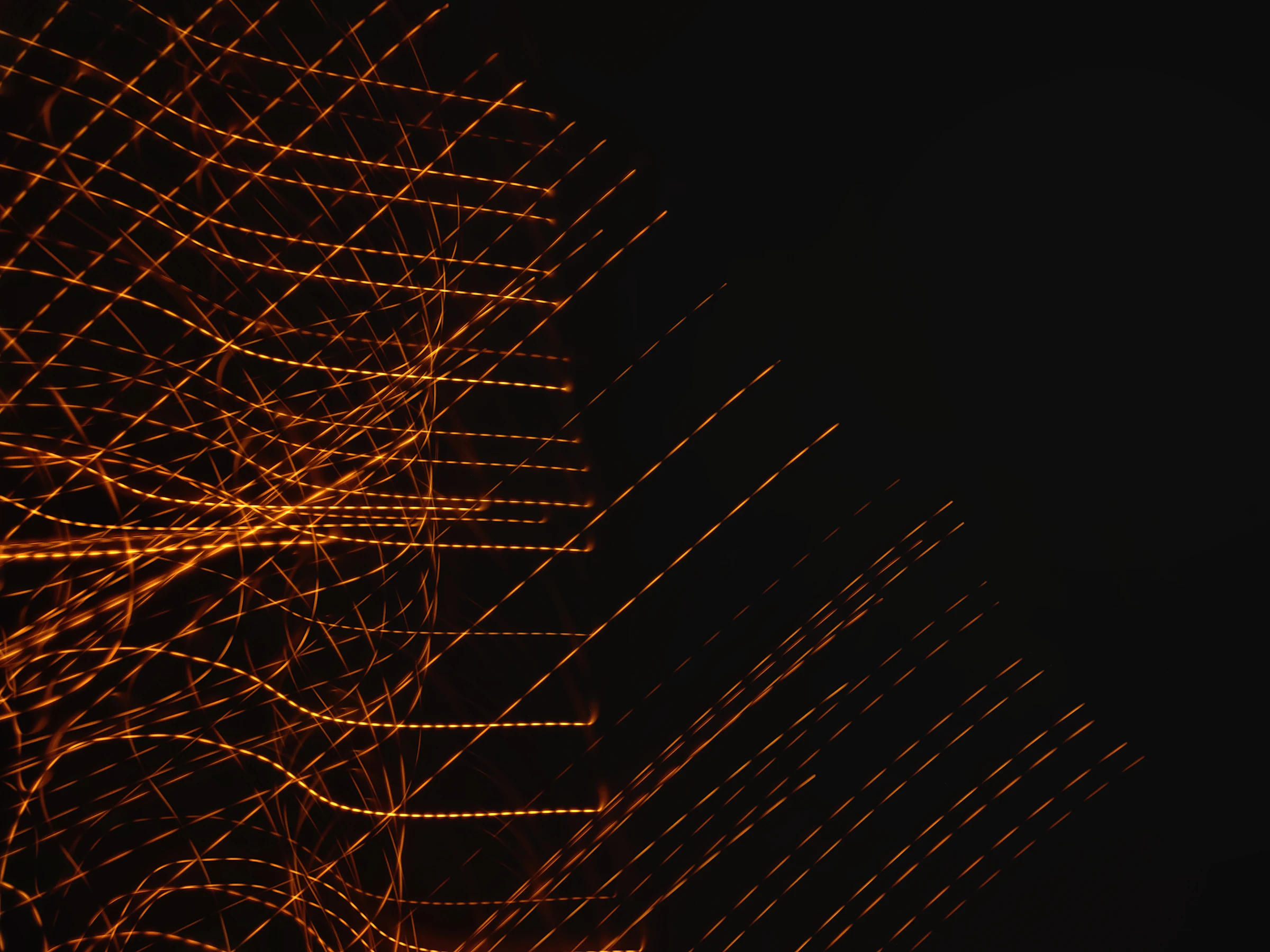 Abstract 3D render of an amber mesh grid