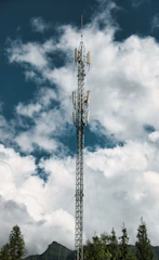 Cell tower against a dramatic cloudy sky
