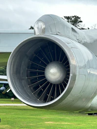 Close-up of a jet engine on an airplane
