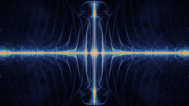 Abstract blue light pattern with bright center