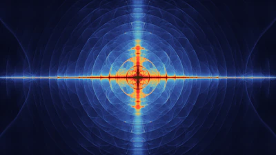 Abstract blue and orange radiating pattern