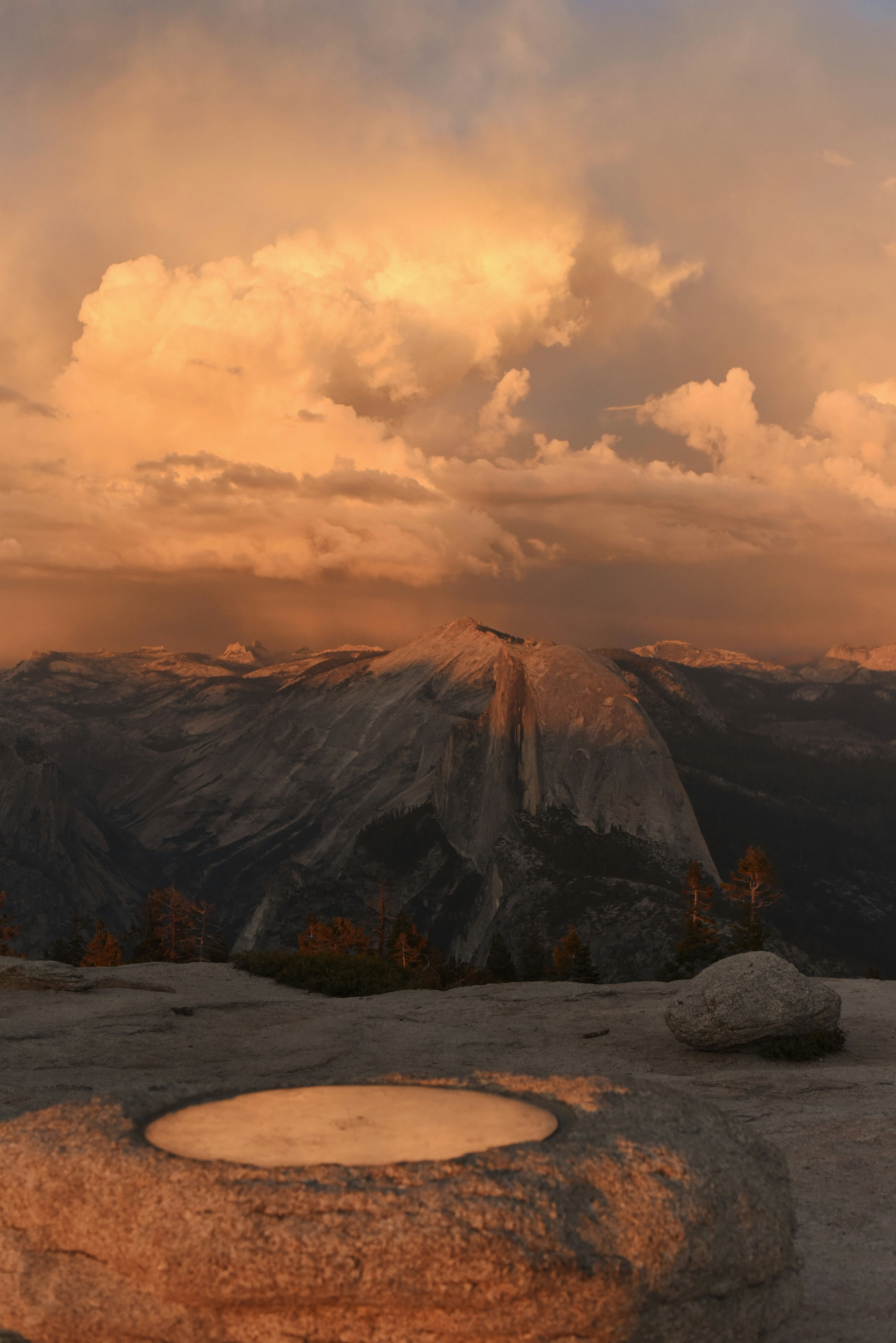 Dramatic sunset over a rocky mountain landscape