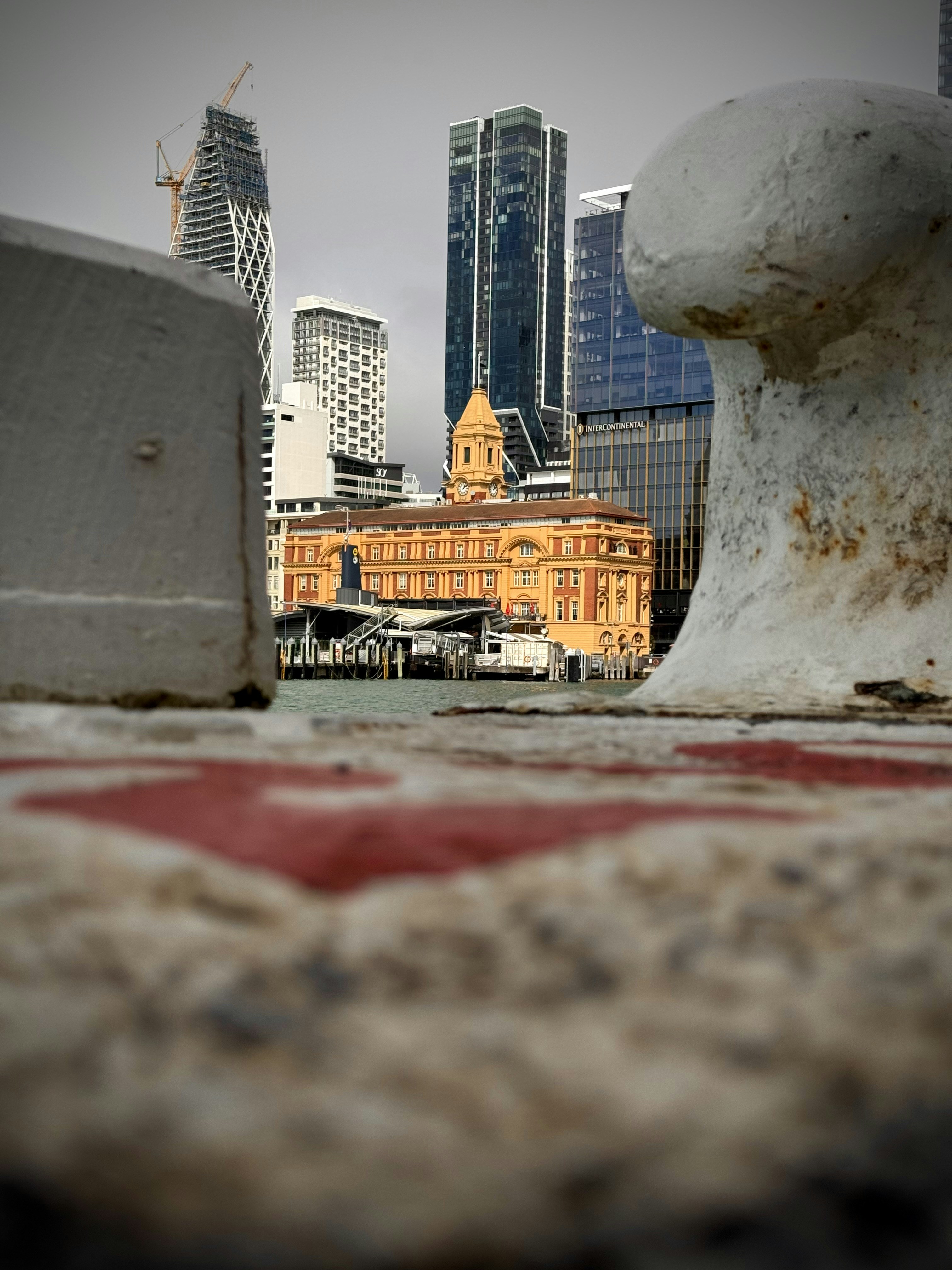 City skyline with historic building and modern skyscrapers