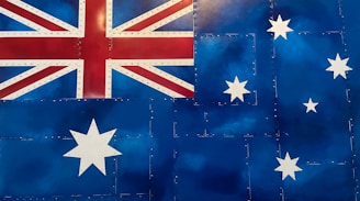 Australian flag with a textured blue background