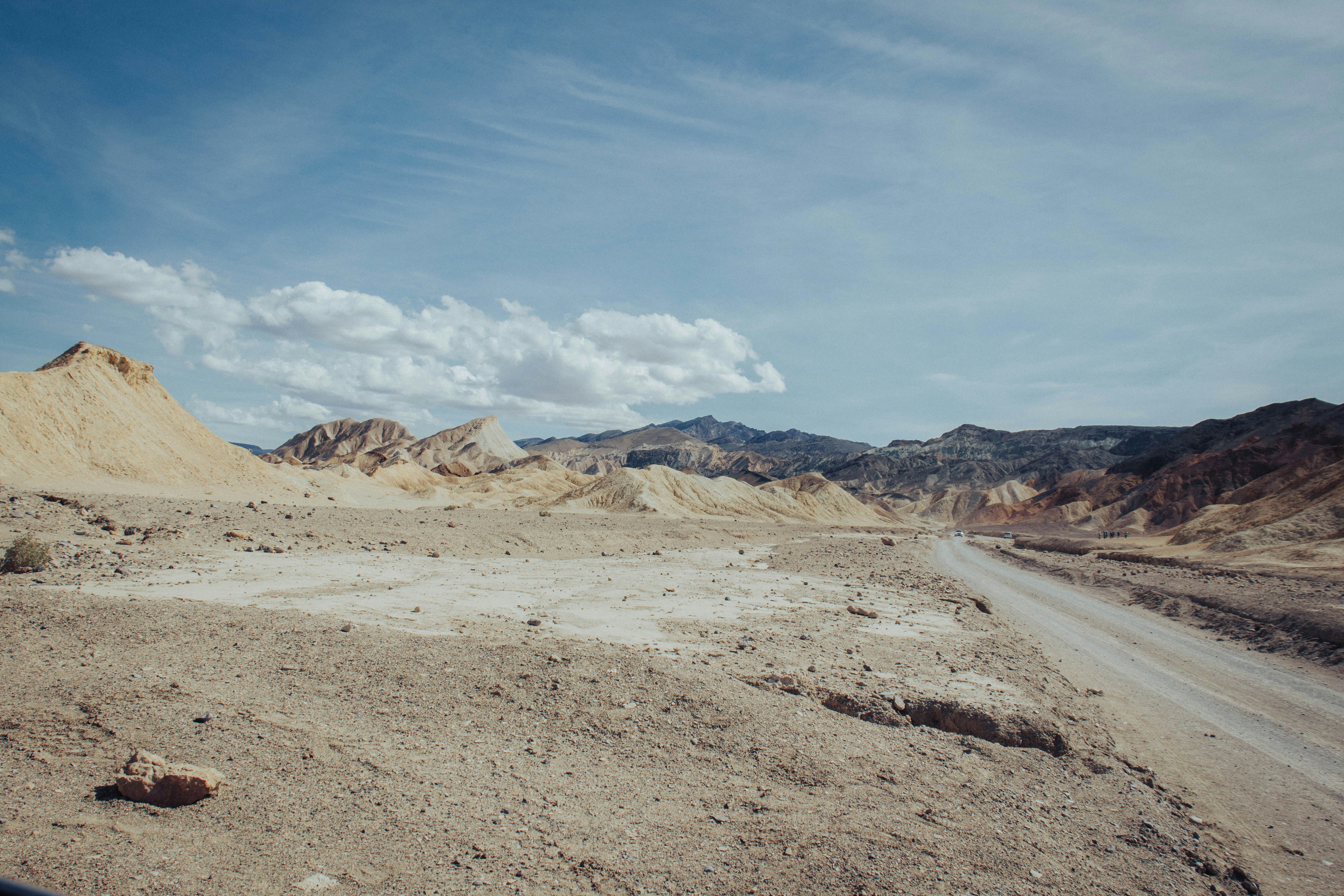 Desert landscape with mountains and a dirt road