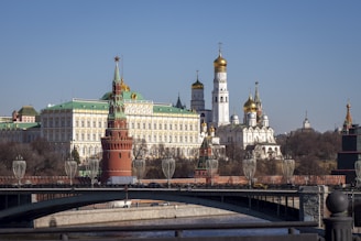 Moscow kremlin complex with golden domes and towers