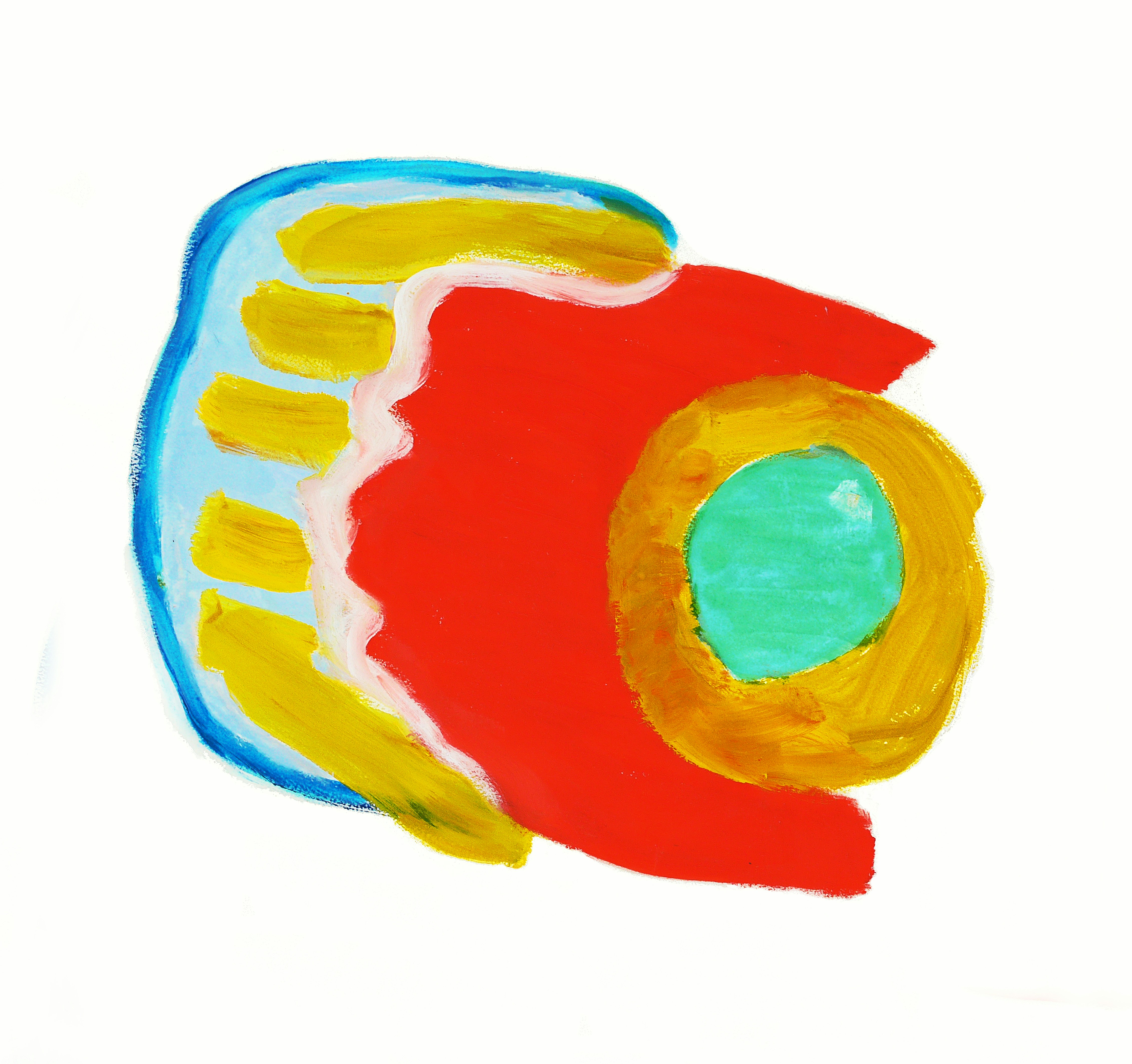 Gouache no title nr. 6.423 - free image of art - abstract watercolor on paper, which I painted in 2002 in red, yellow and blue colors and brush strokes. Free download photo of abstract art in high resolutions for making an art print or wallpaper - artist Fons Heijnbroek, Dutch painter artist.