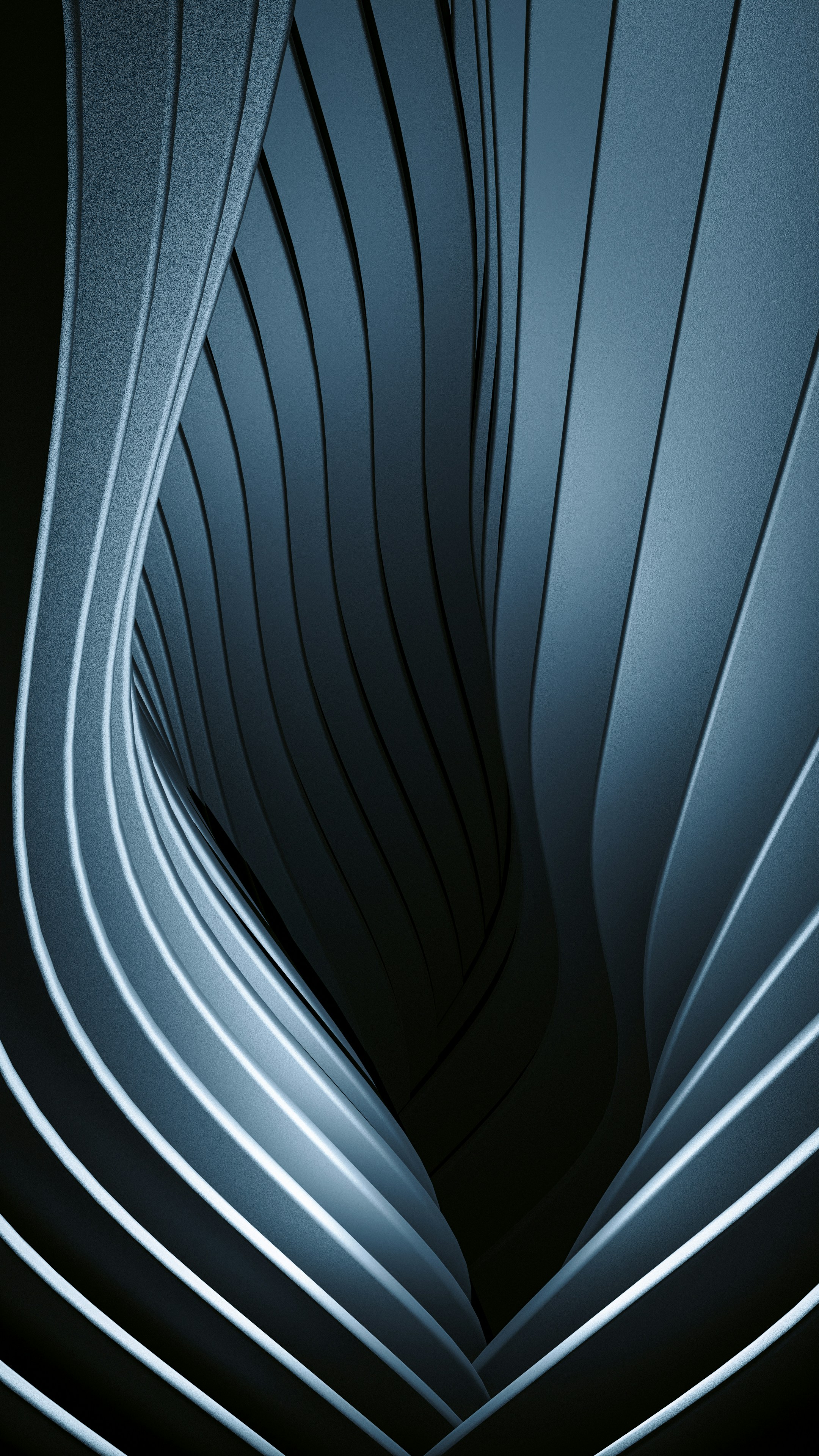 Abstract blue wavy lines with dramatic lighting