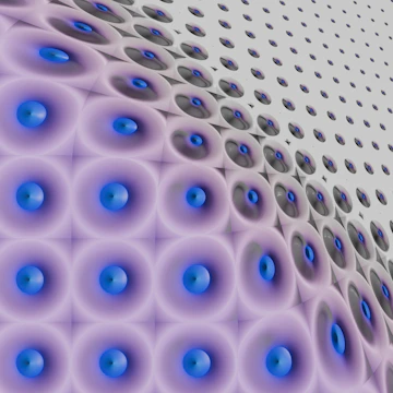 Abstract pattern of purple circles with blue centers