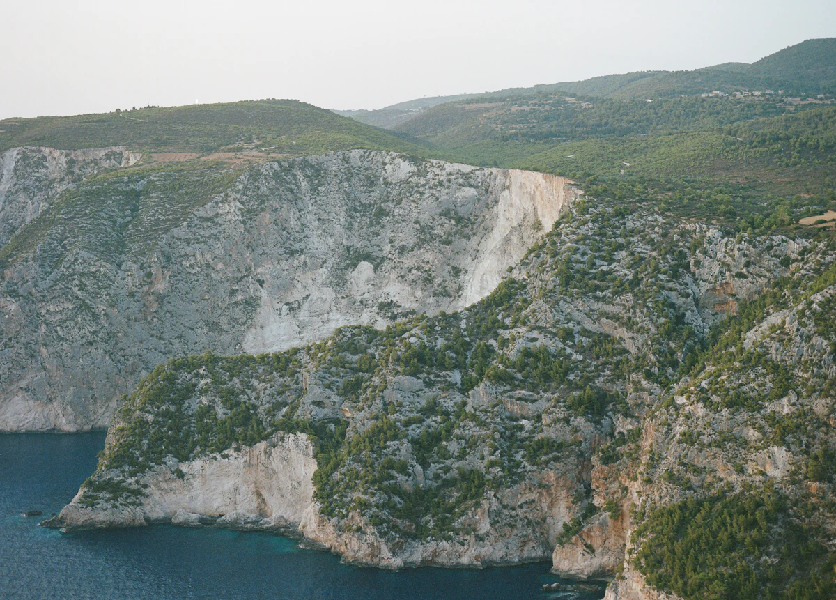 Dramatic cliffs rising from the deep blue sea near Keri, Zante