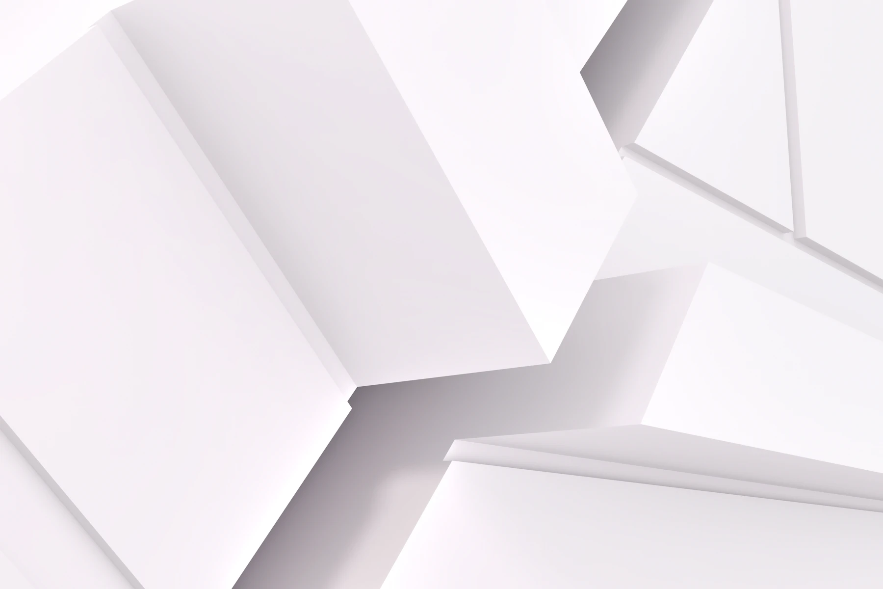 Abstract white geometric shapes with soft shadows