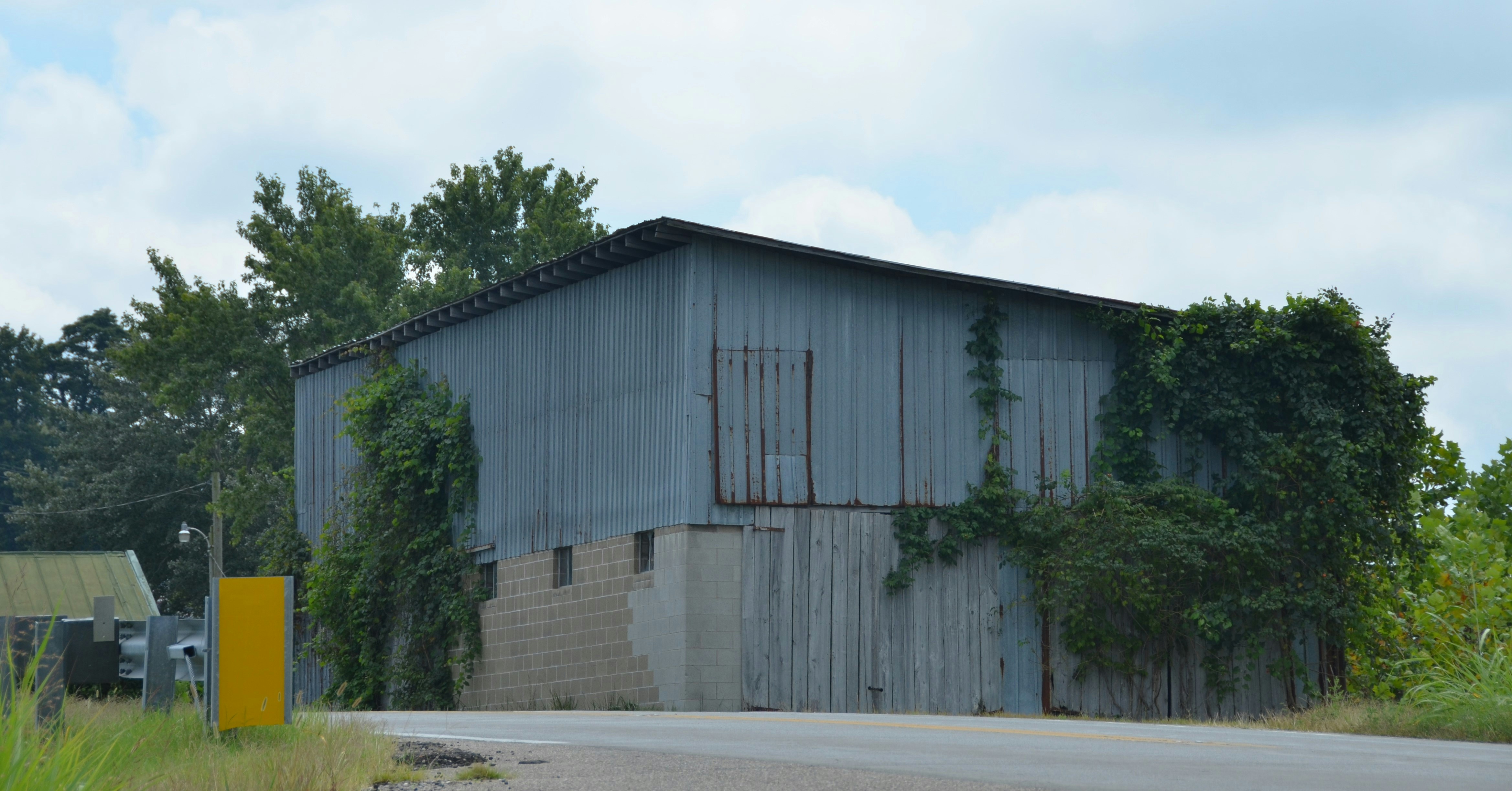 Weathered metal barn