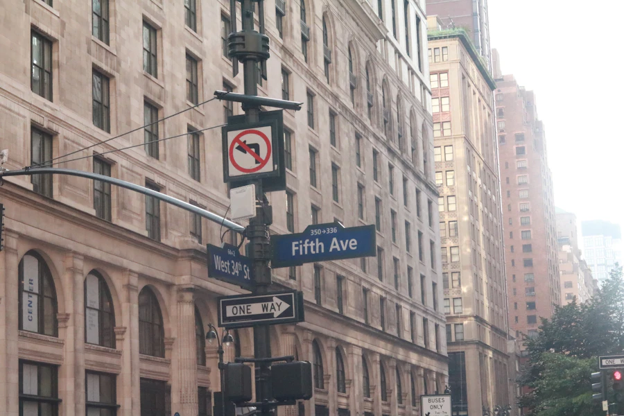 Fifth Avenue street sign in Manhattan, New York's premier shopping district