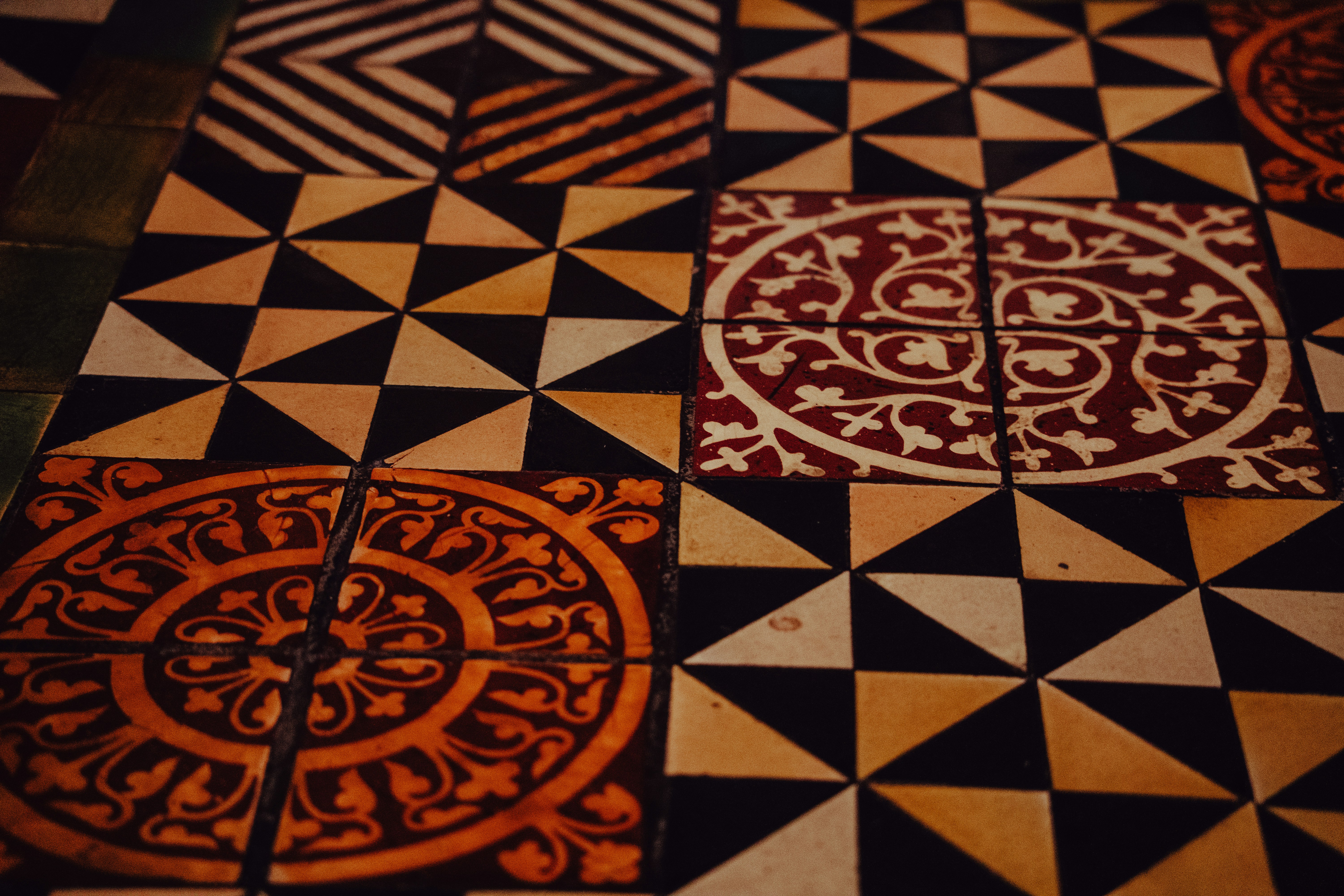 Geometric patterned tiles with ornate circular designs. photo – Free ...