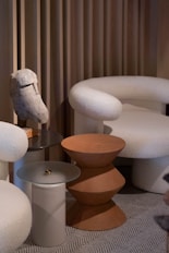 Modern living room with unique furniture and decor