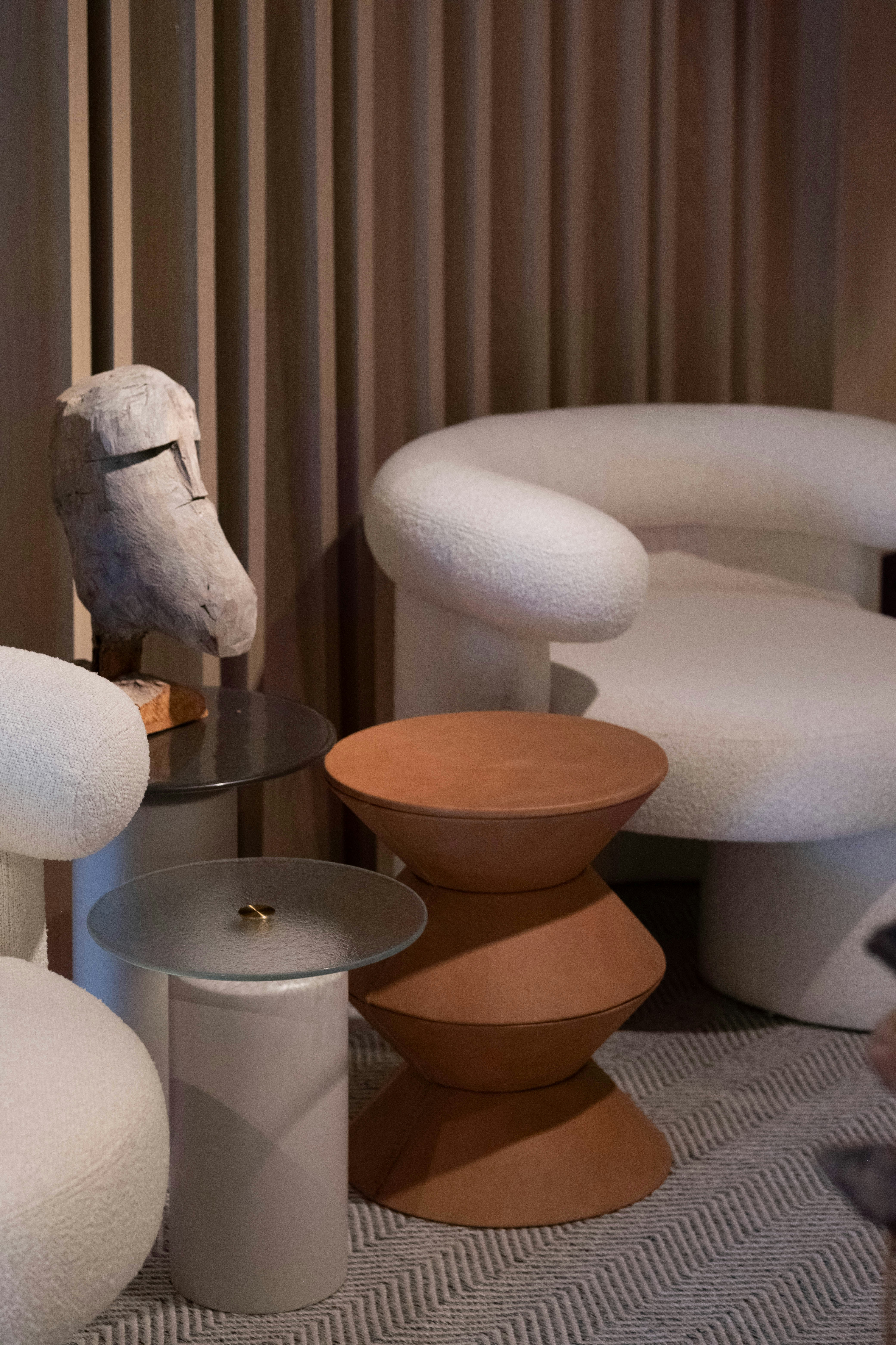 Modern living room with unique furniture and decor