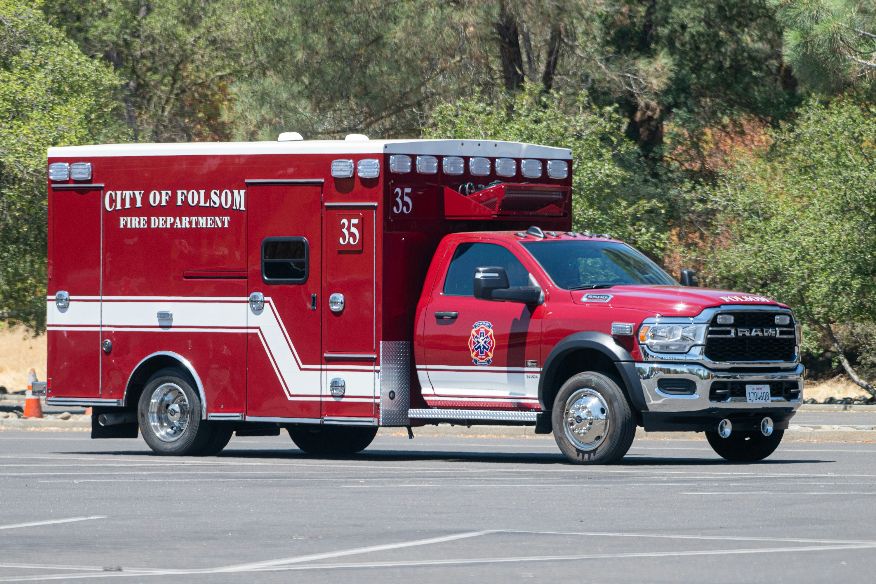 Red city of folsom fire department ambulance