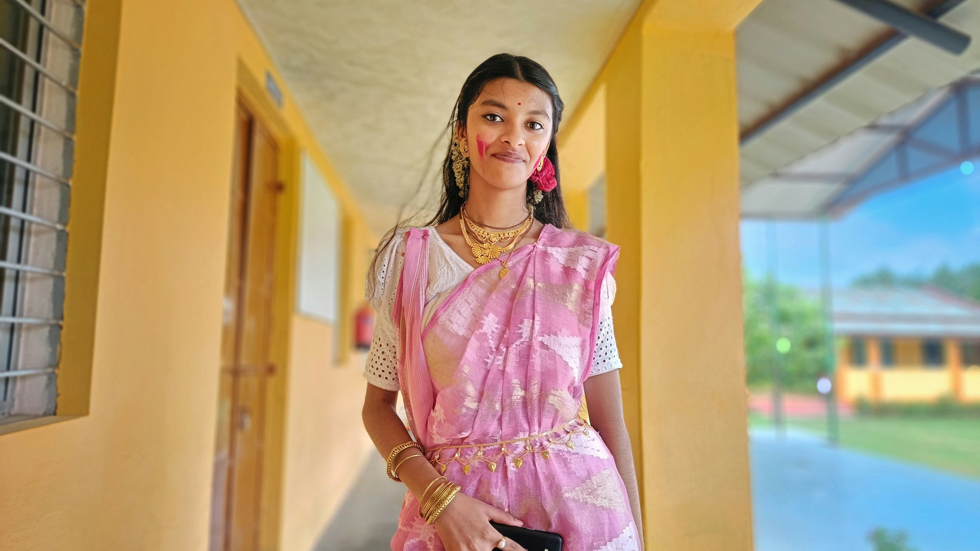 Bengali School girls from Tripura in their traditional attire