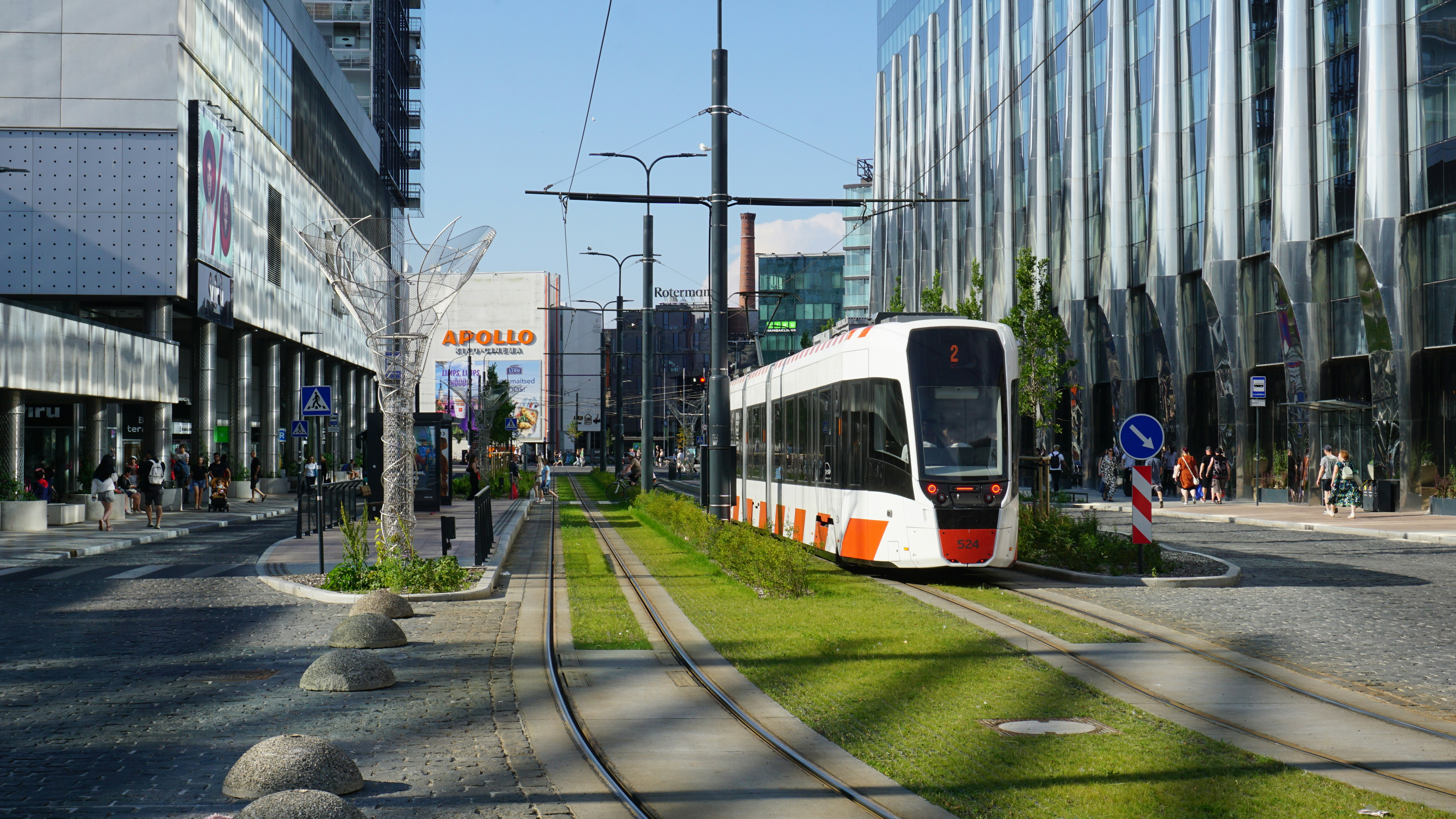 clean modern city with electric public transport - Sustainable energy development