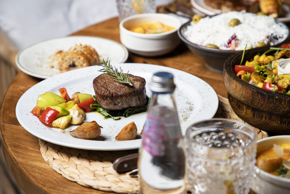 Grilled ribeye steak plated
