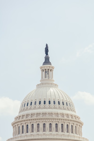 United states capitol building dome against a pale sky