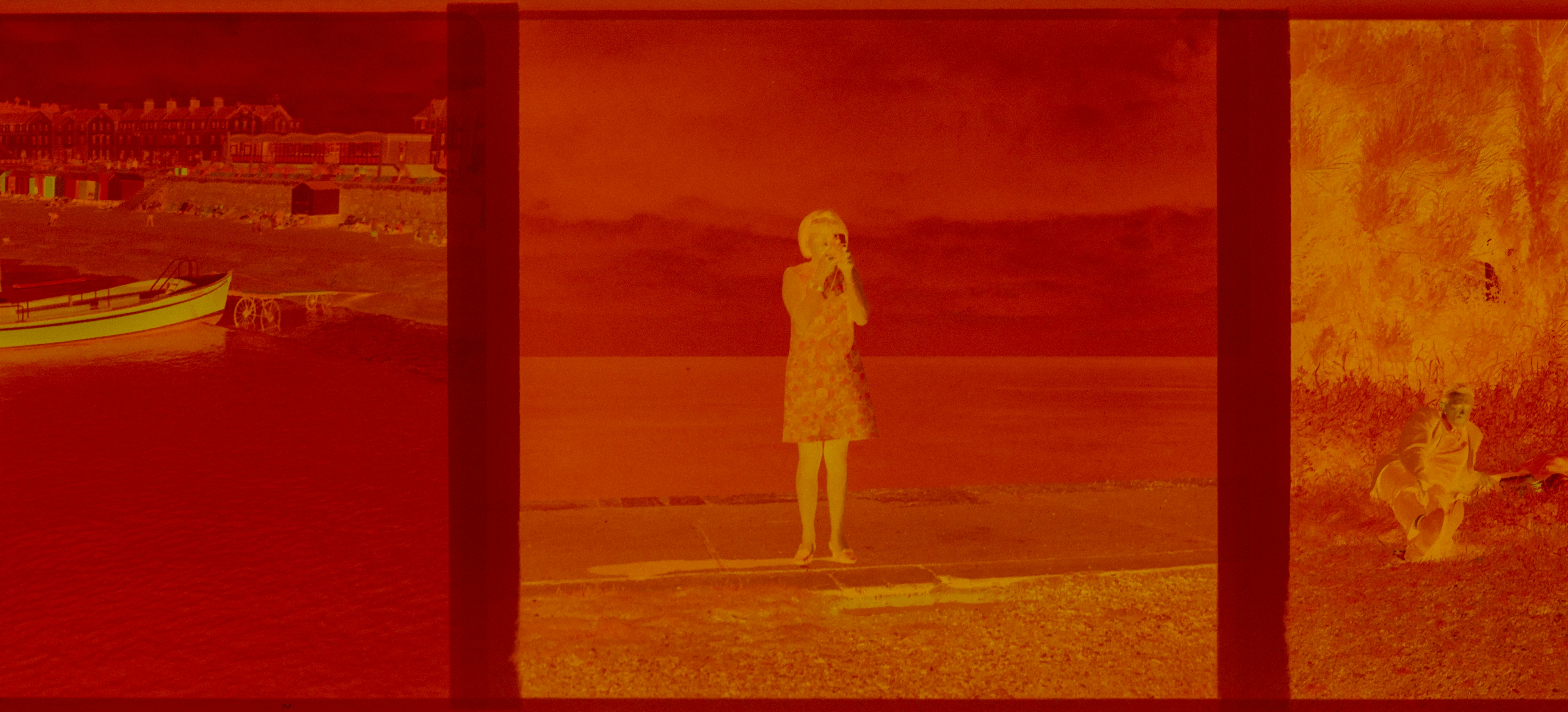 Photo of Three panels showing a boat, a person, and abstract shapes. by Annie Spratt