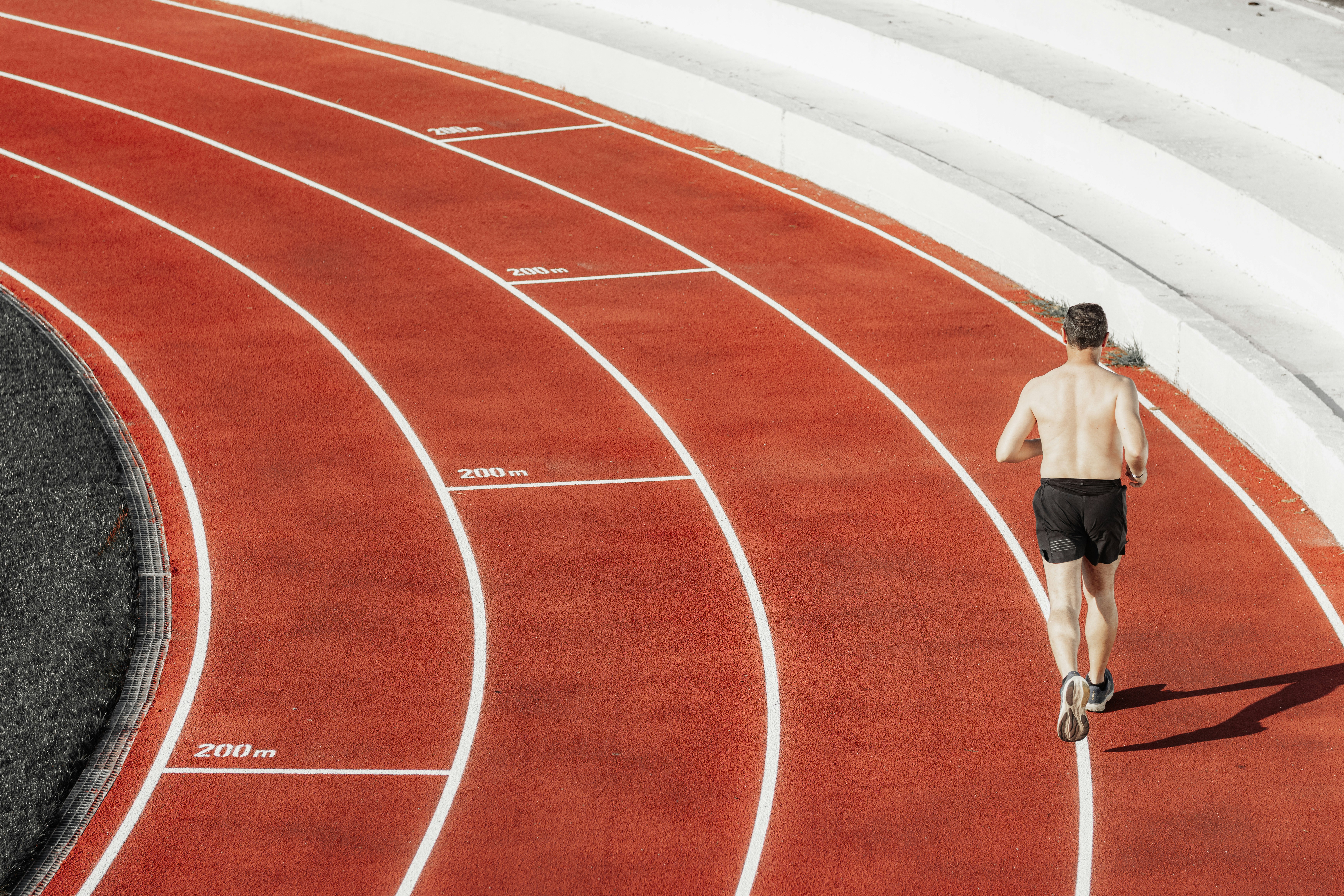 Athlete running on track
