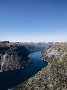 Norwegian fjord with mountains