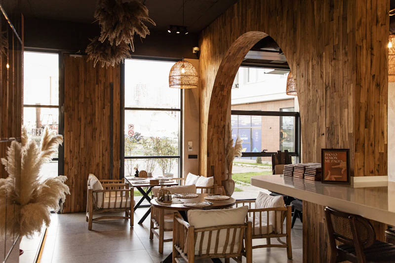 Cozy New York coffee shop with warm lighting