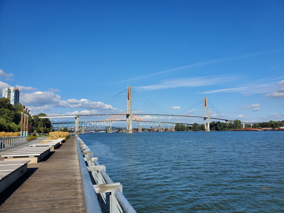 New Westminster BC aerial bridge over Fraser River