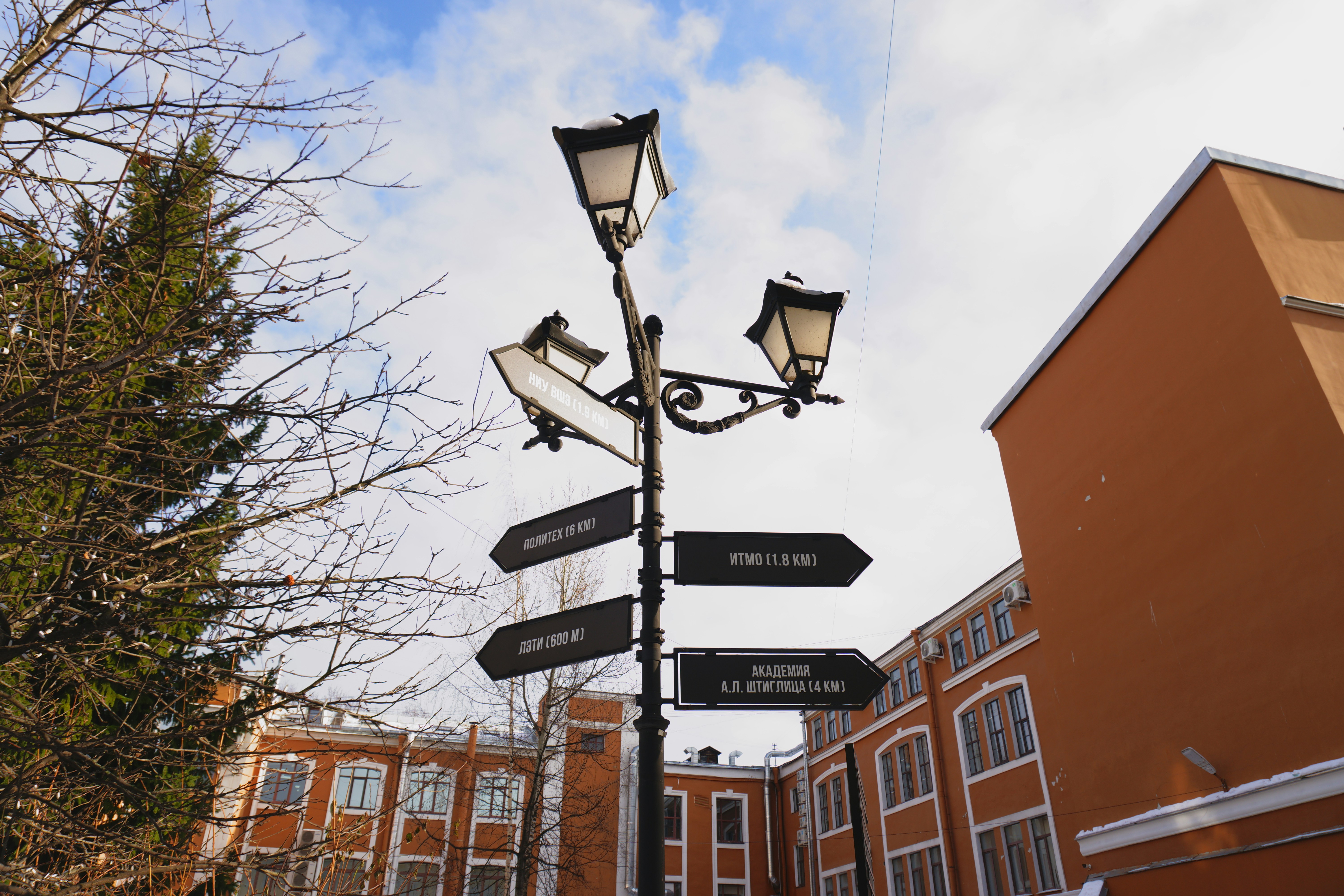 Street signpost with multiple directional arrows