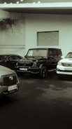 Several cars parked in front of a building
