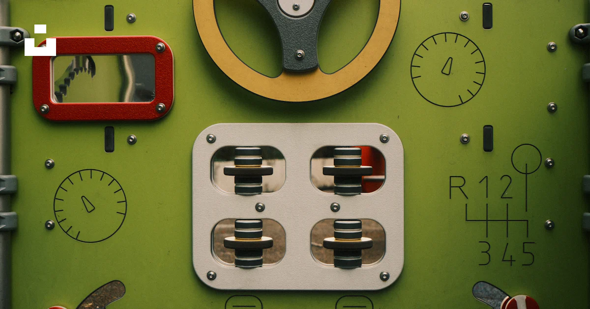 Green control panel with levers and dials photo – Free Text Image on ...